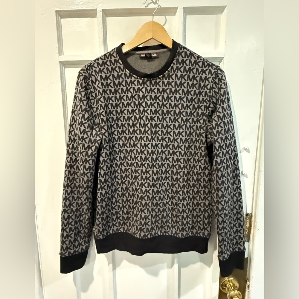 Michael Kors Monogram Black and Gray Crewneck Sweater